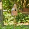 Set of 2 53.00''H Farmhouse Faux Copper Distressed Metal Church Outdoor Decorative Garden Birdhouse with Stake